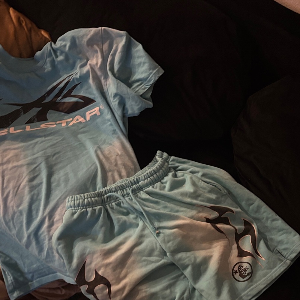 Cellstar Light Blue Graphic Tee and Shorts